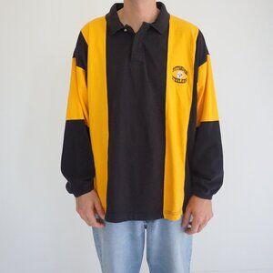 The Edge NFL Black Yellow Pittsburgh Steelers Cotton Rugby Shirt Embroidered XL